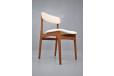 midcentury teak dining chairs in new cream wool upholstery made in denmark by Tarm Stolefabrik