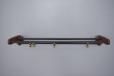 Vintage teak and brass wall mounted coat rack - view 4