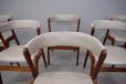 Set of 6 vintage teak dining chairs made in the 1960s with new grey leather upholstery from CREST