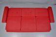 vintage 3 seater click clack sofa bed in original red wool upholstery made in denmark 1960s