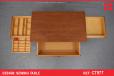 Vintage teak sewing table with multiple drawers - view 1