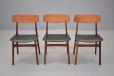 Vintage teak frame dining chair with black vinyl upholstery - view 3