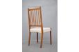 Set of 4 Mogens Kold production high back teak dining chairs in new cream voucle upholstery for sale