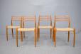 Set of 4 vintage model 78 dining chairs in teak with papercord seats designed by Niels Moller