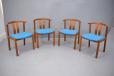 Set of 4 vintage teak dining chairs with blue wool upholstery - view 3