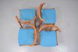 Set of 4 vintage teak dining chairs with blue wool upholstery - view 6