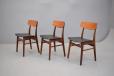 Vintage teak frame dining chair with black vinyl upholstery - view 4