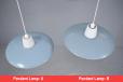 Vintage opaline glass core pendant light with grey shade - view 9