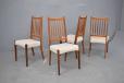 set of 4 vintage mogens kold teak frame dining chairs in new cream wool upholstery