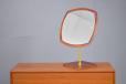 Midcentury design teak and brass vanity mirror made by danish cabinetmaker