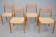 Vintage teak and papercord dining chairs produced by J L Mollers Mobelfabrik, 1962