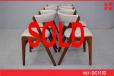 Set of 6 vintage teak dining chairs with grey leather upholstery - view 1