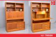 Vintage teak wall unit with drop front and internal lighting - view 1