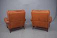 Vintage 1970s design wingback armchair in orange leather