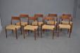 Stylish midcentury teak dining chair with new papercord woven seat - MK175