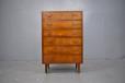 Vintage chest of drawers in nut wood with brass hardware produced by Danish Cabinetmaker