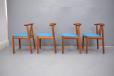 Set of 4 vintage teak dining chairs with blue wool upholstery - view 4