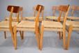 Large set of vintage HANS WEGNER design CH23 dining chairs in beech and teak for sale