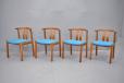 Set of 4 vintage teak dining chairs with blue wool upholstery - view 2