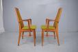 Vintage teak EVA dining carver chairs with green Hallingdal upholstery