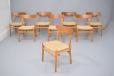 Model CH23 dining chairs in beech and teak with NEW woven papercord seats