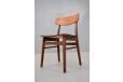 Vintage teak frame dining chair with black vinyl upholstery - view 5