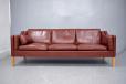 Fredericia model 2213 sofa in indian red leather designed 1962 by borge mogensen for sale