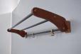 Vintage teak and brass wall mounted coat rack - view 6