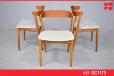 Vintage oak frame dining chair with curved teak backrest - view 1