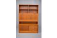 1970s vintage teak wall unit with adjustable shelving and internal light