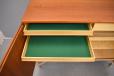 Vintage wall unit in teak with adjustable shelving top locking cabinet with brass handles in teak by Borge Mogensen