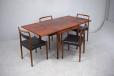 Vintage square top rosewood dining table extending with 2 extra leaves