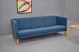 Box frame 3 seater sofa in original blue upholstery designed by Erik ole Jorgensen