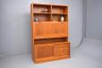 Vintage teak cabinet unit with drop front bar storage