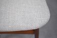 Teak dining chair with new fabric upholstered seat - Farstrup Stolefabrik