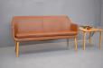 Modern shallow-frame bench sofa in brown leather - view 11