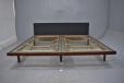 Vintage teak frame super king size double bed with side mounted bedside tables - GETAMA