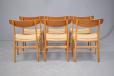 Set of vintage HANS WEGNER design CH23 dining chairs in beech and teak with new papercord seats