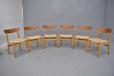 Set of 6 beech and teak frame dining chairs with re-woven papercord seats designed 1950 by HANS WEGNER