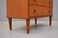 Chest of 6 drawers in vintage teak with carved circular handles - view 10