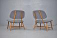 Low easy chair in new grey wool upholstery designed by Alf Svensson