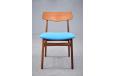 Vintage teak frame dining chair with blue woven upholstery - view 3