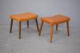 Danish occasional footstool on tapering teak legs