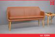 Modern shallow-frame bench sofa in brown leather - view 1