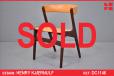 Vintage teak frame dining chair with orange vinyl upholstery - view 1