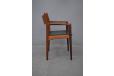 Vintage teak frame carver dining or desk chair with original black upholstery seat - view 8