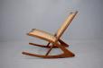 1960s danish design rocking chair in vintage teak with woven paperord seat for sale