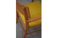 Armchair with golden oak frame and new upholstered seat in Danish artweaving BASIC fabric