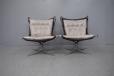 Sigurd Ressell design low back Falcon chairs in new grey leather upholstery