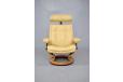 vintage cream leather and teak armchair with matching footstool producd by ekornes